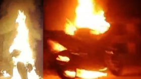 ববির ছাত্রলীগ নেতার মোটরসাইকেলে আগুন