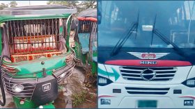বরগুনায় বাসের ধাক্কায় অটোরিকশার ১০ যাত্রী আহত