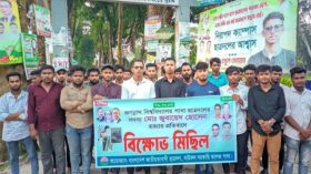 জোবায়েদ হত্যার প্রতিবাদে বাউফলে ছাত্রদলের বিক্ষোভ মিছিল