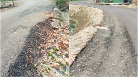 নির্মাণের একদিন পরেই সড়কে ধস