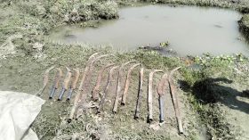 ডোবা থেকে দেশীয় ১৪ অস্ত্র উদ্ধার